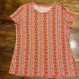 Cato Women’s Red/White/Navy Short Sleeve Top (L)